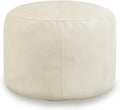 Unstuffed Faux Leather Pouf Cover, Handmade Footstool Ottoman Storage Solution