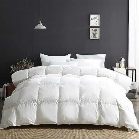 Fluffy Feathers Down Comforter King Size, Organic Cotton Cover Feathers Down Duvet