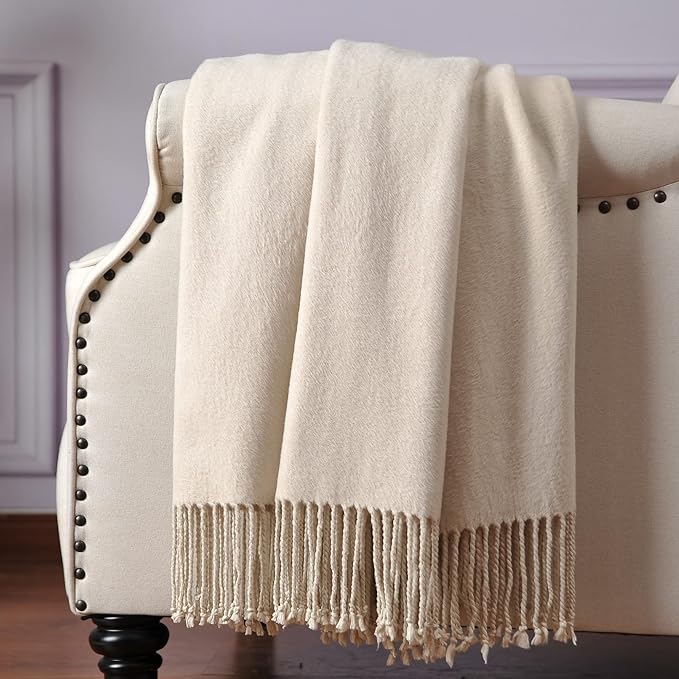 Silk Throw Blanket with Fringe, Pure Mulberry Silk, Naturally Soft