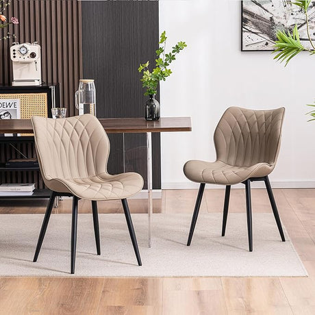 Dining Chairs Set of 2 Upholstered Faux Leather Kitchen Dining Room Chairs