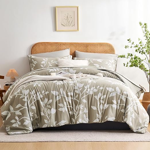 Sage Green Queen Comforter Set 7 Piece Bed in a Bag