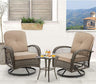 3 Pieces Outdoor Swivel Rocker Patio Chairs