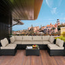 Outdoor PE Wicker Furniture Set, Patio Black Rattan Sectional Sofa Couch