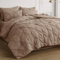 Queen Comforter Set - 7 Pieces Comforters Queen Size Grey, Pintuck Bedding Sets