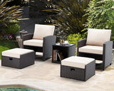 Patio Furniture Set 5-Pieces Outdoor Sectional Wicker Sofa