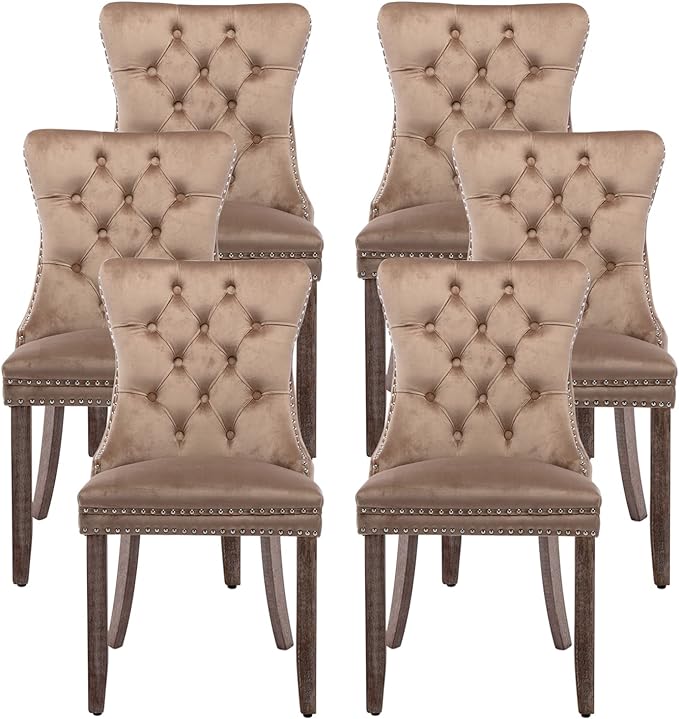 Velvet Dining Chairs Set of 6, Upholstered Dining Room Chairs