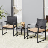 3 Pieces Outdoor Patio Furniture Set, Modern Wicker Bistro Set