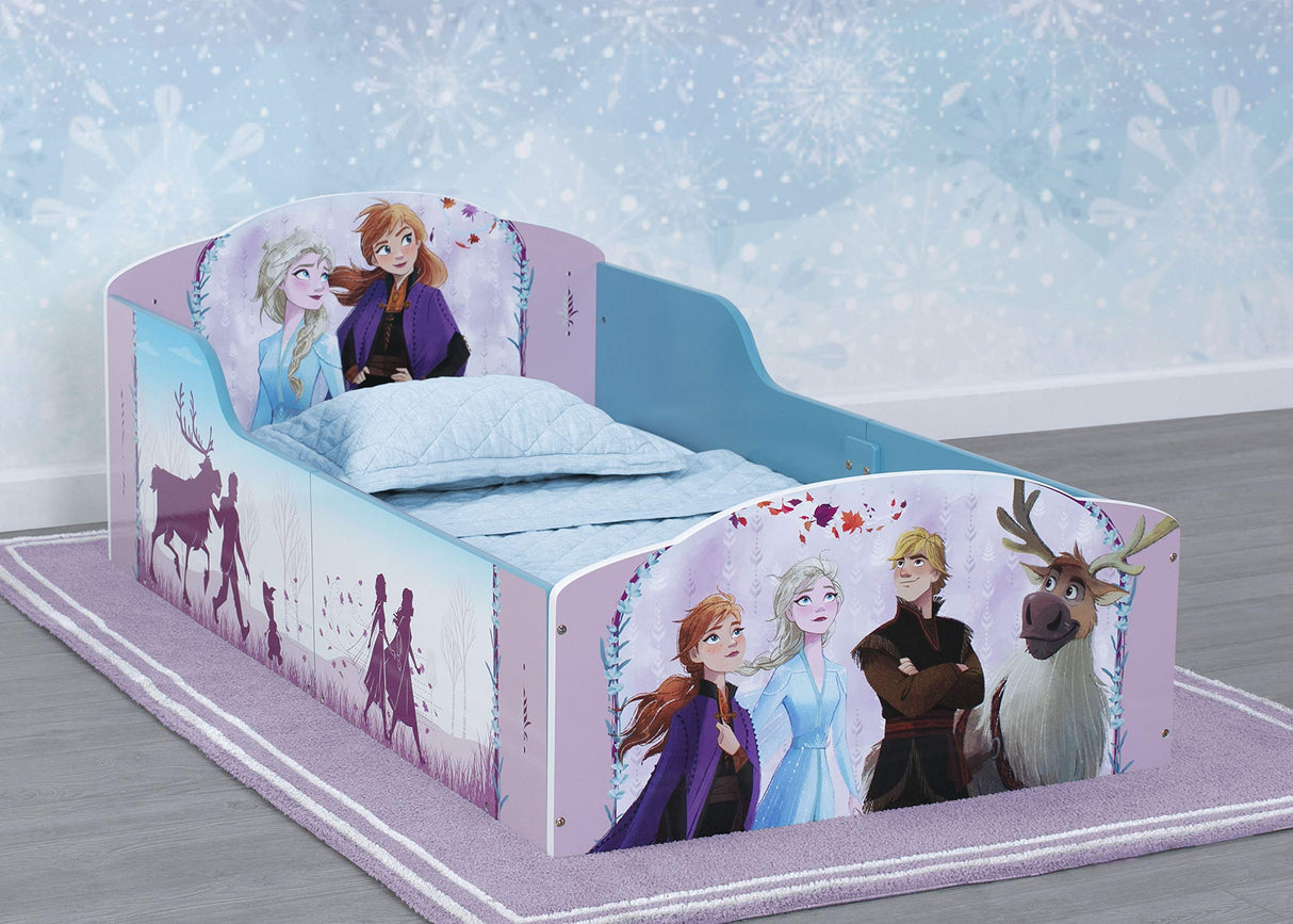 Kids Frozen Bed with Safety Rails and Cozy Bedding