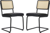 Dining Chairs Set of 2, Velvet Rattan Dining Room Kitchen Side Chairs