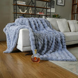 9lb Dark Grey Ultra Warm Fuzzy Blankets Furry Reversible Faux Rabbit Fur Comfy Throws