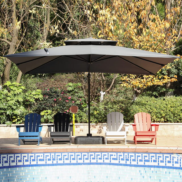 Large Outdoor Umbrella with 360-Degree Rotation and Tilt Function