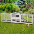 Large mobile bunny cage with asphalt roof and ramp access