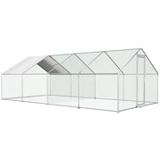 Large outdoor chicken run with PVC mesh and lockable steel door