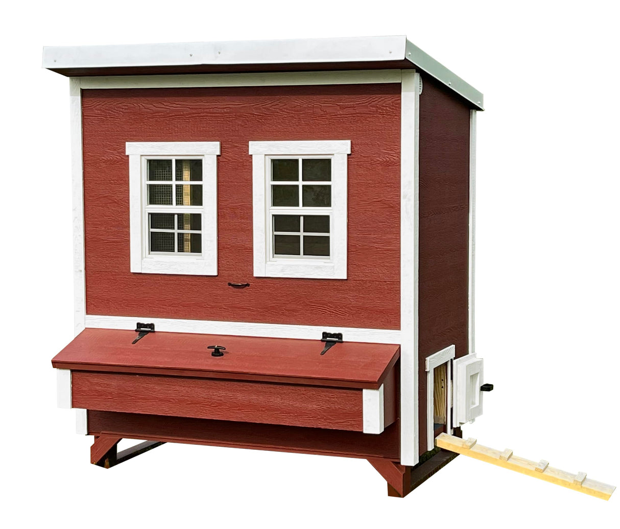 Large pine chicken coop for 18 chickens with Dutch door and screened windows