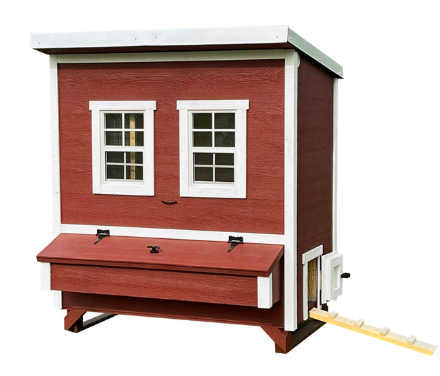 Large pine chicken coop for 18 chickens with Dutch door and screened windows