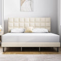 King Bed Frame Upholstered Platform with Headboard and Strong Wooden Slats,Non-Slip
