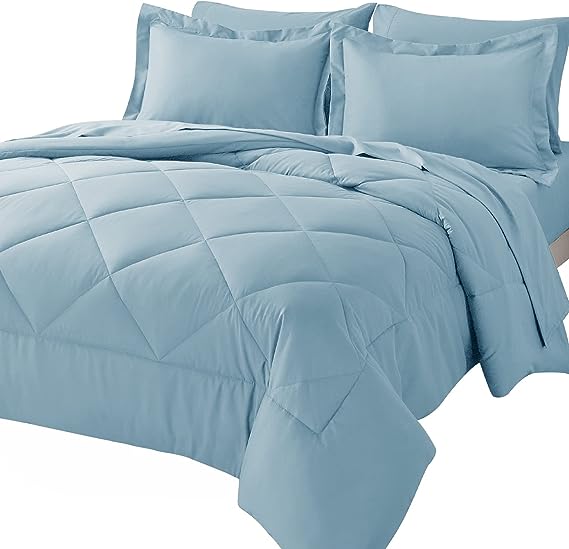 Queen Bed in a Bag 7 Pieces Comforter Set and Sheets All Season Bedding Sets