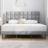 King Bed Frame Upholstered Platform with Headboard and Strong Wooden Slats,Non-Slip