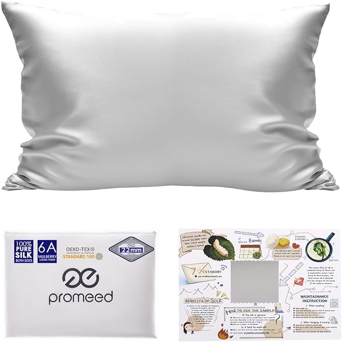 23 Momme White Silk Pillowcase for Hair and Skin, 100% Natural Mulberry Silk Pillow Case