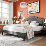 King Size Platfrom Bed Frame with Adjustable Headboard/Fabric Upholstered