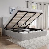 Lift Up Storage Bed/Modern Wingback Headboard/Upholstered Platform Bed Frame