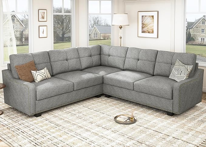 Convertible Sectional Sofa, L Shaped Couch, Reversible 4 Seat Corner Sofa