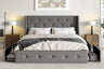 Queen Platform Upholstered Bed Frame with 4 Storage Drawers