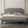 Upholstered King Size Platform Bed Frame with Adjustable and Curved Corner Design