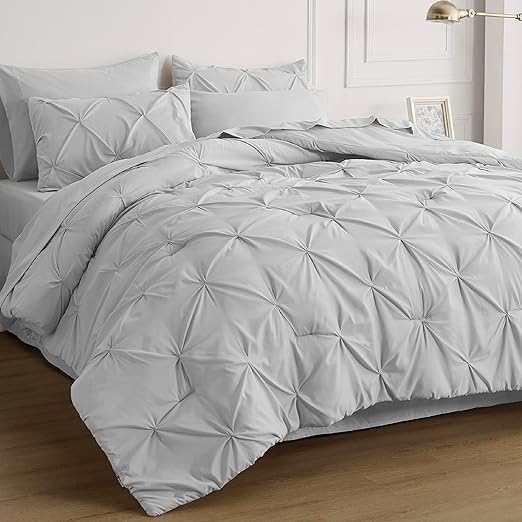 Queen Comforter Set - 7 Pieces Comforters Queen Size Grey