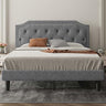 Upholstered Queen Size Platform Bed Frame with Adjustable