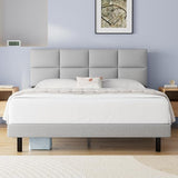 Queen Size Bed Frame with Upholstered Headboard