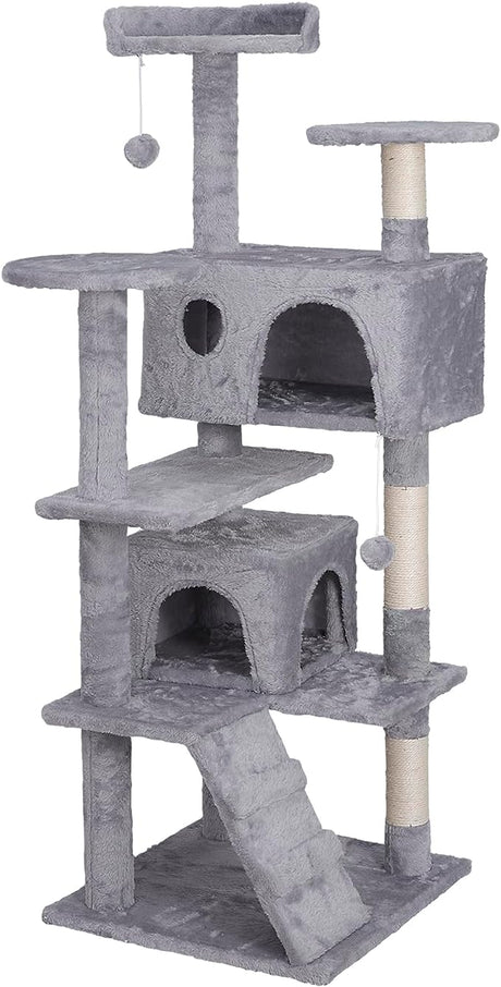 54in Cat Tree Tower for Indoor Cats Multi-Level Cat Condo Cat Bed Furniture