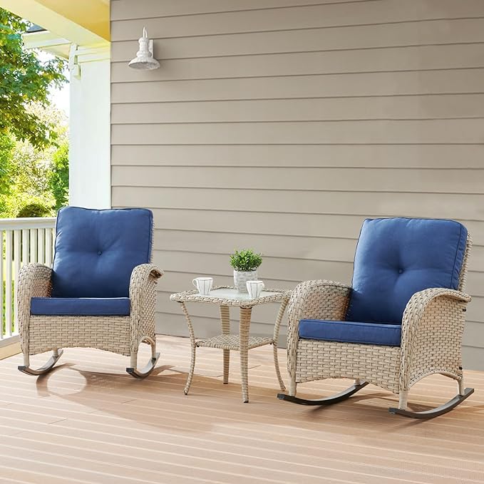 Chairs Set of 2, Wicker Rocker Rocking Chairs for Porch