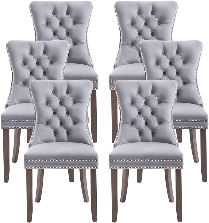 Velvet Dining Chairs Set of 6, Upholstered Dining Room Chairs