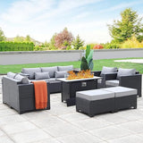 Patio Furniture Set 7 Pieces Couch Outdoor Chairs Coffee Table Peacock Blue Anti-Slip