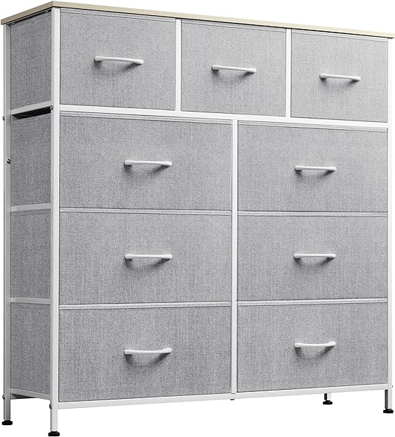 9-Drawer Dresser, Fabric Storage Tower for Bedroom, Hallway, Closet, Tall Chest Organizer