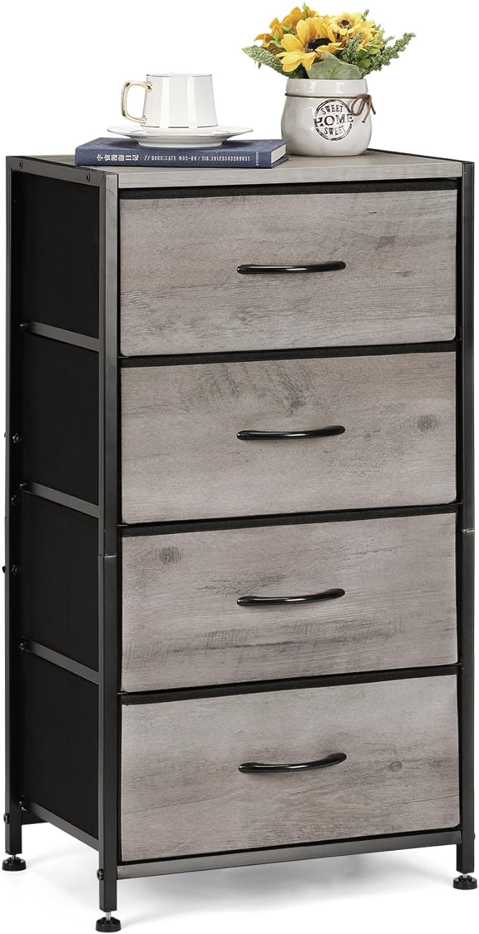 Dresser for Bedroom, Fabric Dresser with 4 Drawers, Small Chests of Drawers for Closet