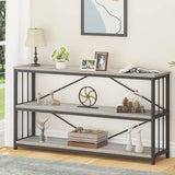 Industrial Console Sofa Table, Wood Metal Foyer Hallway Tables