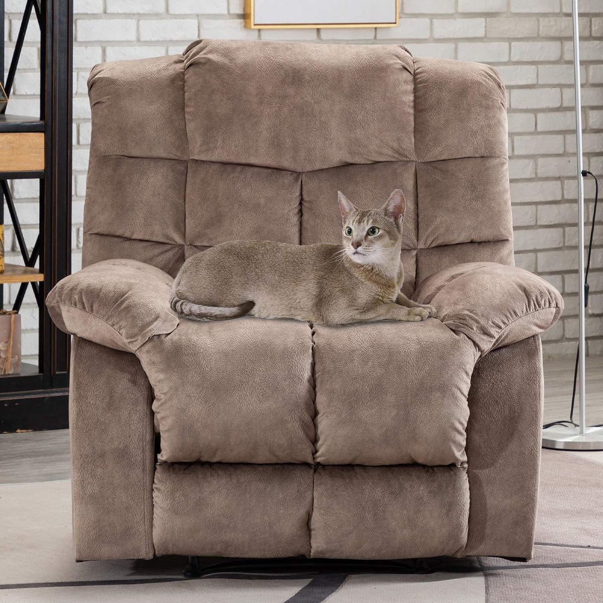 LunaLounge Apricot Recliner Armchair with Footrest