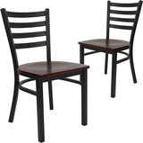 2 Pack HERCULES Series Black Ladder Back Metal Restaurant Chair