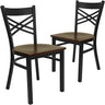 2 Pack HERCULES Series Black ''X'' Back Metal Restaurant Chair