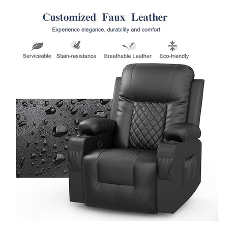 Manual Recline Chair with Pull Ring and Extended Footrest