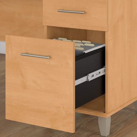 Maple Cross finish L-shaped executive desk