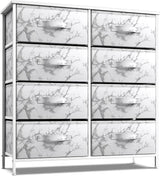 Dresser with 8 Faux Wood Drawers  Chest Organizer Unit with Steel Frame Wood