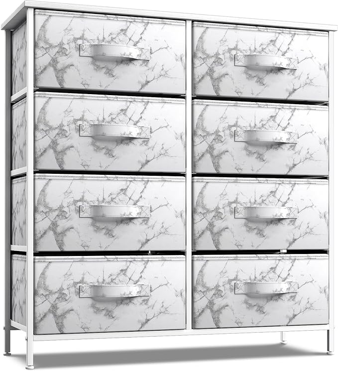 Dresser with 8 Faux Wood Drawers  Chest Organizer Unit