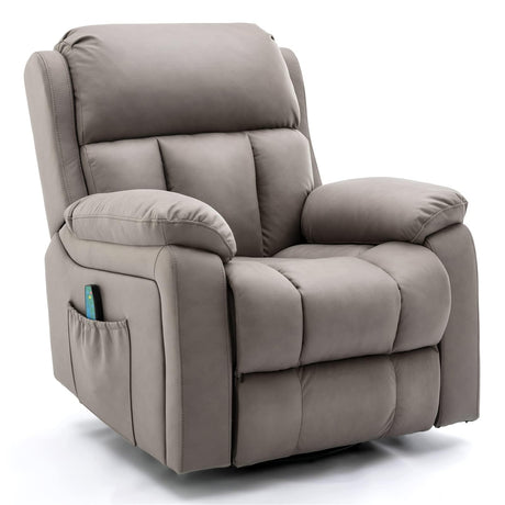 Massage Recliner with Side Pocket and D-Ring Recline Handle