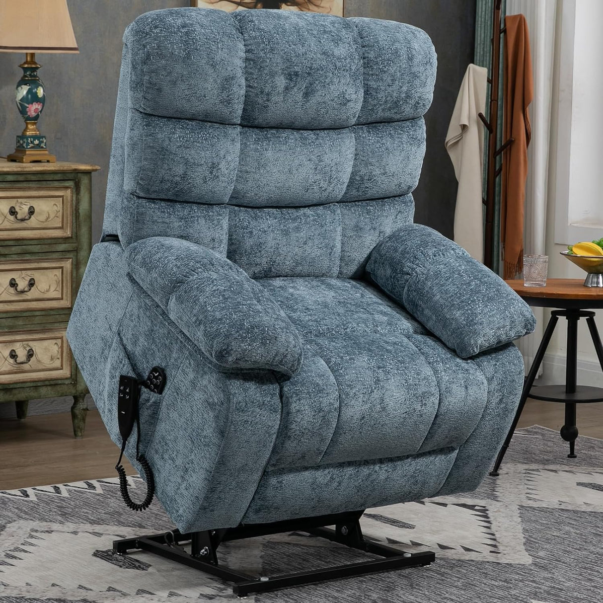 MaxiRest Oversized Dual Motor Lift Recliner Chair in Blue
