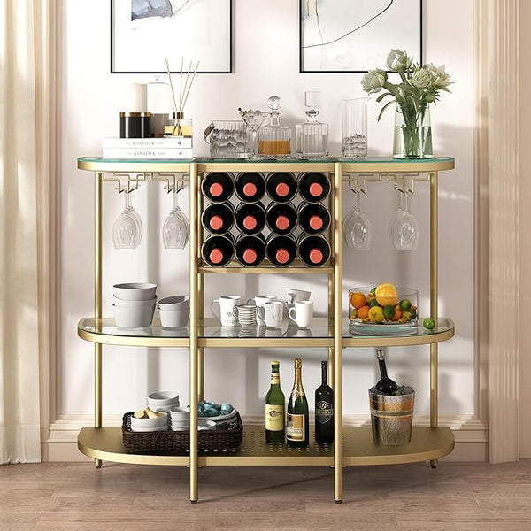Industrial Wine Rack Table for Liquor and Glasses