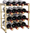 Wine Rack Bamboo 5-Tier with Glass Holder 20 Bottles Wine Storage Shelf for Home Kitchen