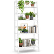 Minimalist bamboo storage rack for plants, books, and essentials